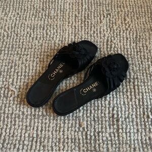 Camellia Flower Chanel Satin Sandals